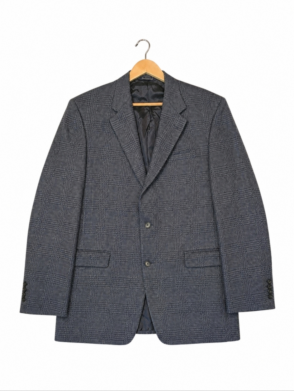 VTG Burberry Dark Navy Blue Prince of Wales Sport Coat 43 XL with COA Included!